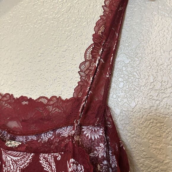 Intimately Free People All Nighter Trapeze Slip Dress Lace Sheer Red Med/large - Picture 5 of 9